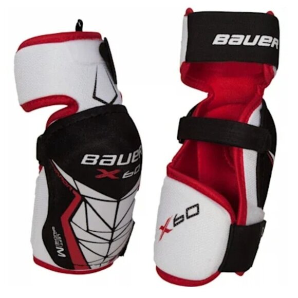 Bauer Vapor X60 Elbow Pads Guard Jr Small Hockey Hook Loop 3 Straps Hard Shell - Picture 1 of 16